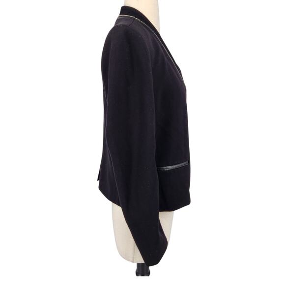 Rebecca Taylor Blazer – Zipper Detail & Faux Leather Trim Black Size 6 - Picture 6 of 7